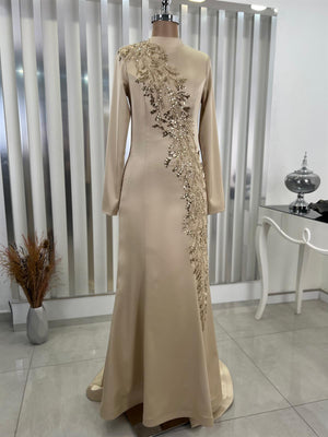 Deniz Balık Etek Tesettür Abiye Gold - FioraofDress - tesettur - abiye - 48 - hijab - evening - dress