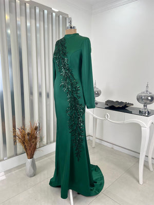 Deniz Balık Etek Tesettür Abiye Zümrüt - FioraofDress - tesettur - abiye - 48 - hijab - evening - dress