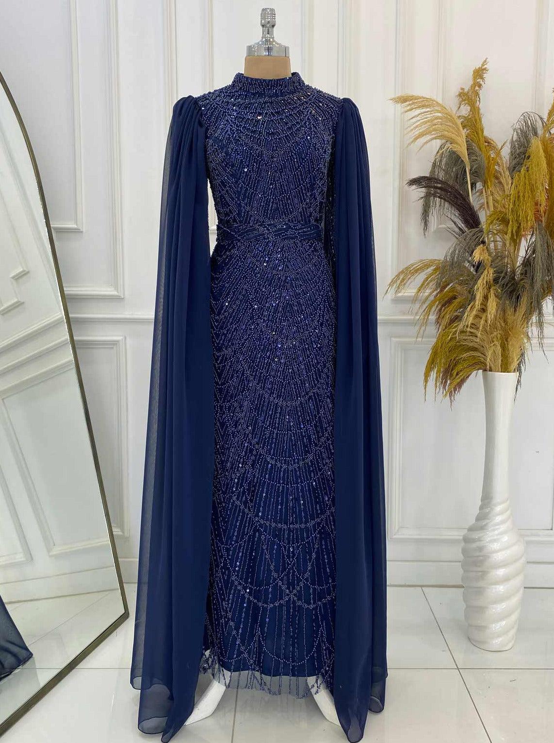 Devin Tesettür Abiye - FioraofDress - tesettur - abiye - 48 - lacivert - hijab - evening - dress