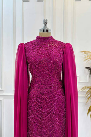 Devin Tesettür Abiye - FioraofDress - tesettur - abiye - 48 - FUŞYA - hijab - evening - dress