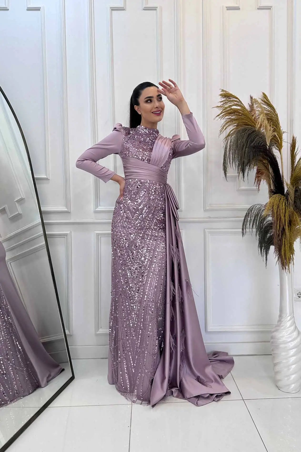 Dicle Tesettür Abiye - FioraofDress - tesettur - abiye - 48 - Pudra - hijab - evening - dress