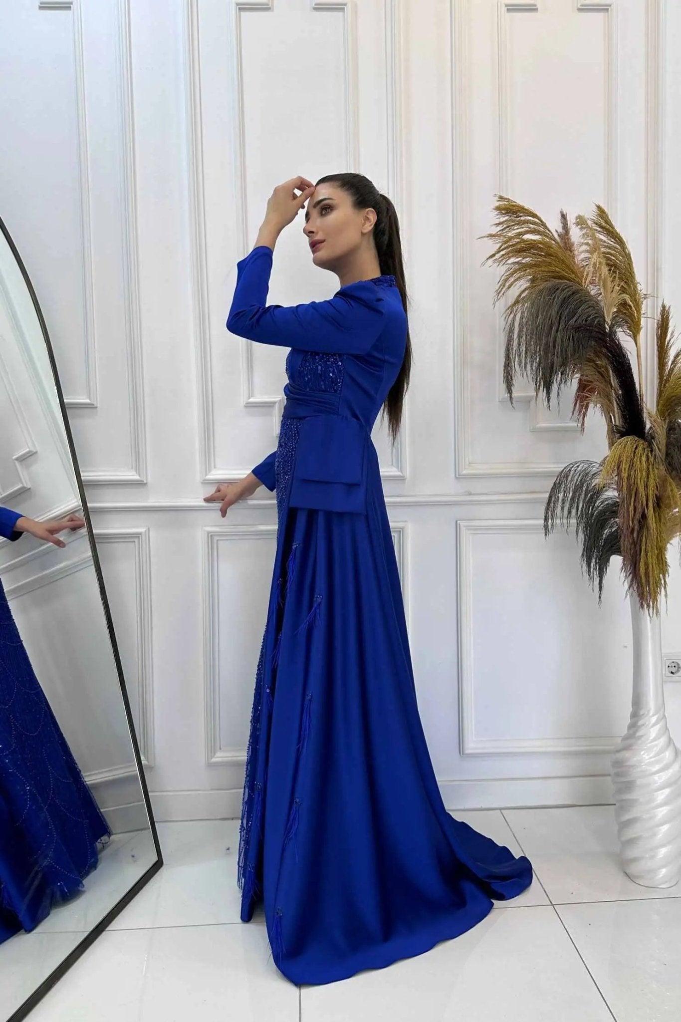 Dicle Tesettür Abiye - FioraofDress - tesettur - abiye - 48 - SAX - hijab - evening - dress