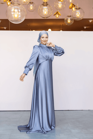 Dilay Tesettür Abiye - Gri - FioraofDress - tesettur - abiye - 46 - Mavii - hijab - evening - dress