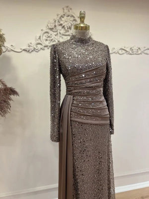 Drape Tesettür Abiye - FioraofDress - tesettur - abiye - Kahve - 38 - hijab - evening - dress