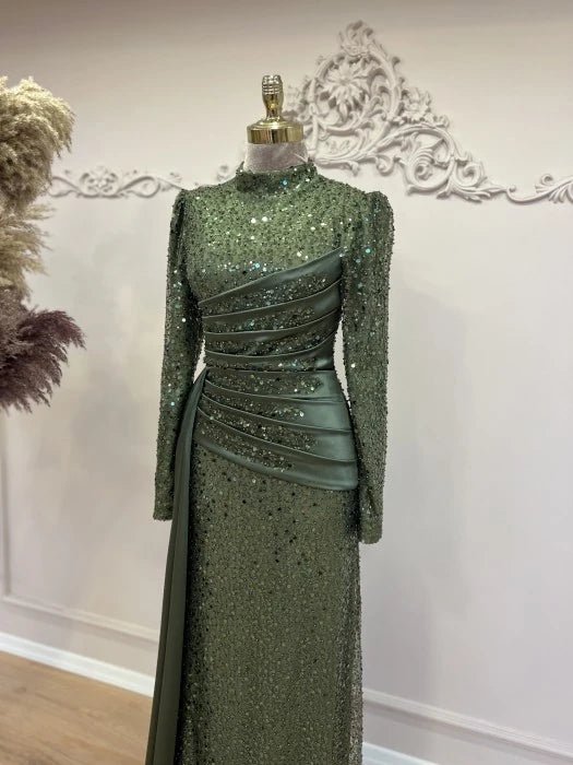 Drape Tesettür Abiye - FioraofDress - tesettur - abiye - HAKİ - 38 - hijab - evening - dress