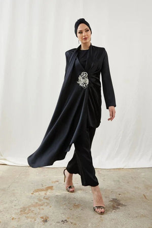 Duru Taşlı Siyah Tesettür Takım - FioraofDress - tesettur - abiye - 42 - hijab - evening - dress