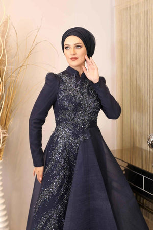 Efsun Tesettür Abiye - FioraofDress - tesettur - abiye - 54 - lacivert - hijab - evening - dress