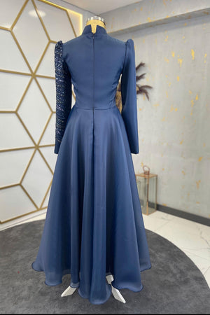 Ela Tesettür Abiye Lacivert - FioraofDress - tesettur - abiye - 48 - hijab - evening - dress