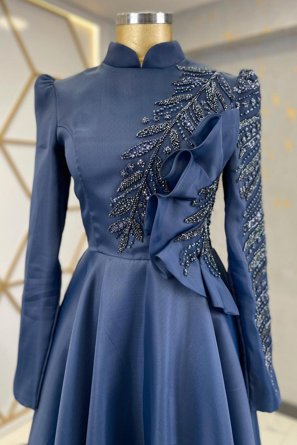 Ela Tesettür Abiye Lacivert - FioraofDress - tesettur - abiye - 48 - hijab - evening - dress