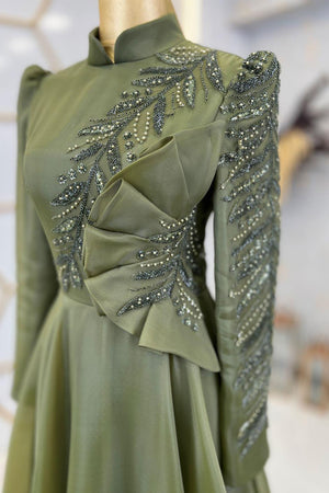 Ela Tesettür Abiye Yeşil - FioraofDress - tesettur - abiye - 48 - hijab - evening - dress