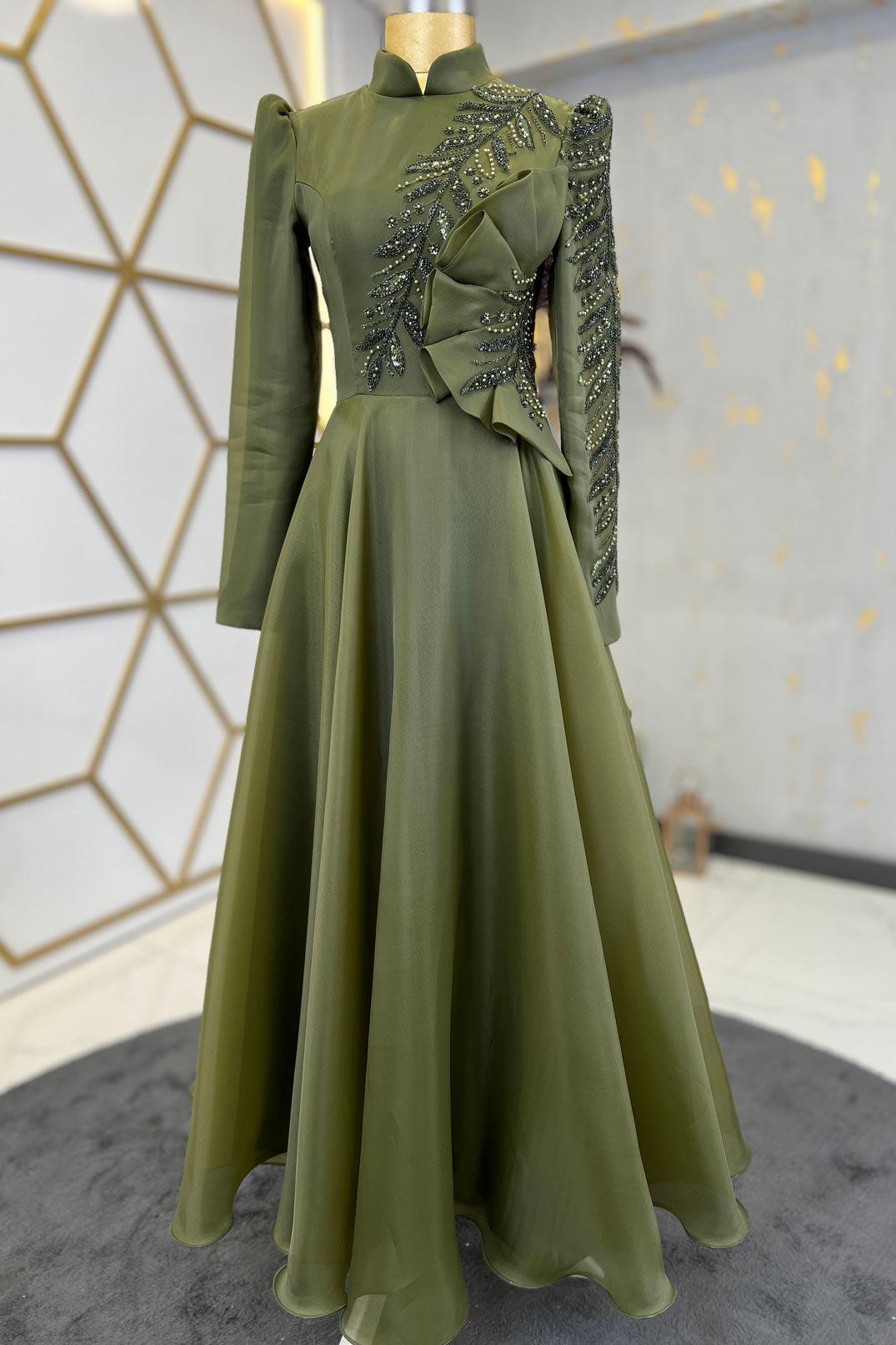 Ela Tesettür Abiye Yeşil - FioraofDress - tesettur - abiye - 48 - hijab - evening - dress