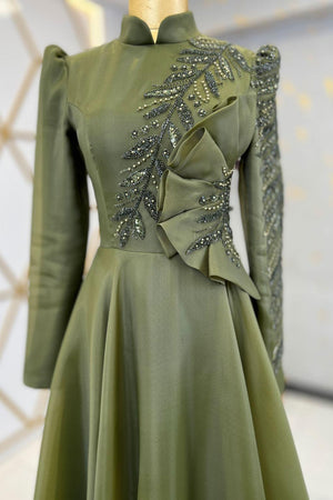 Ela Tesettür Abiye Yeşil - FioraofDress - tesettur - abiye - 48 - hijab - evening - dress