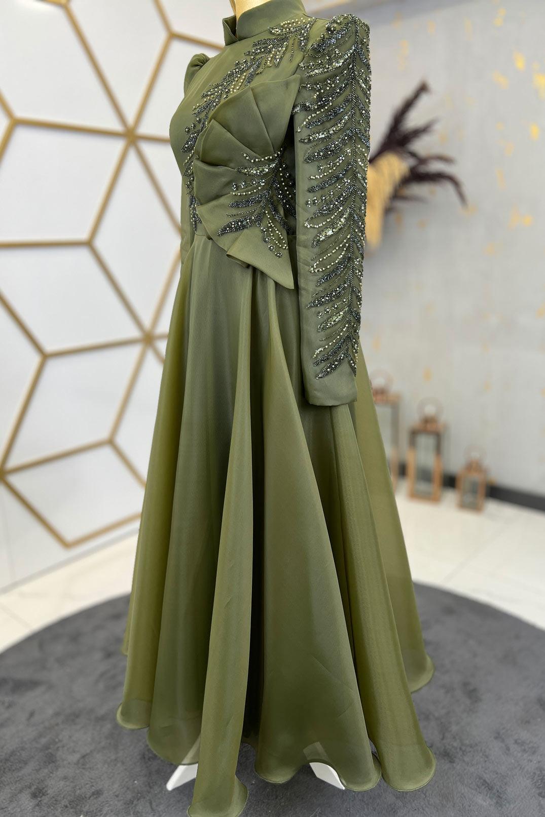 Ela Tesettür Abiye Yeşil - FioraofDress - tesettur - abiye - 48 - hijab - evening - dress