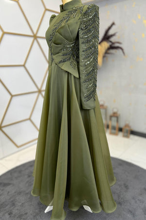 Ela Tesettür Abiye Yeşil - FioraofDress - tesettur - abiye - 48 - hijab - evening - dress