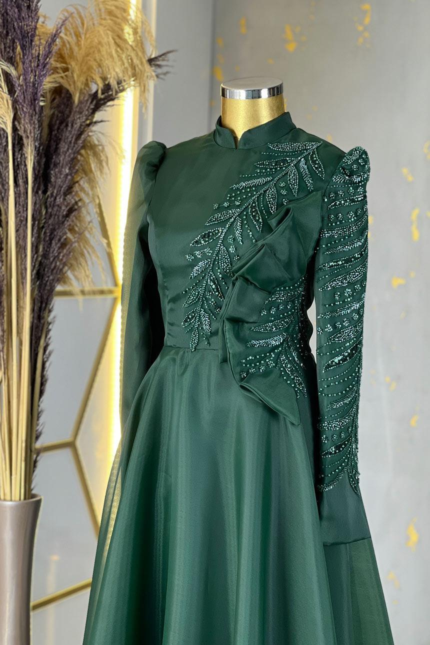 Ela Tesettür Abiye Zümrüt - FioraofDress - tesettur - abiye - 48 - hijab - evening - dress