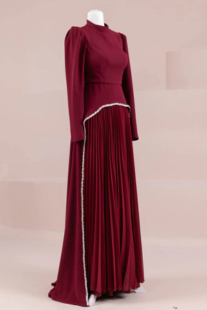 Elise Tesettür Abiye - FioraofDress - tesettur - abiye - BORDO - 38 - hijab - evening - dress