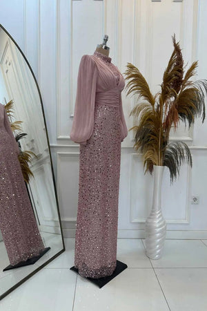 Ella Tesettür Abiye - FioraofDress - tesettur - abiye - Pudra - 38 - hijab - evening - dress