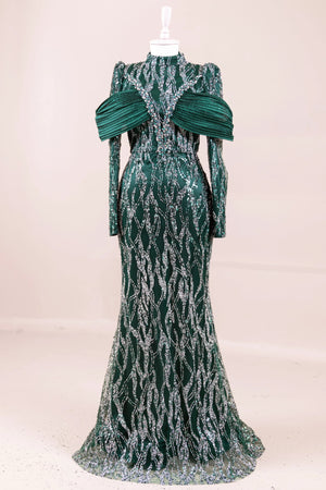 Empress Tesettür Abiye - FioraofDress - tesettur - abiye - zümrüt - 36 - hijab - evening - dress