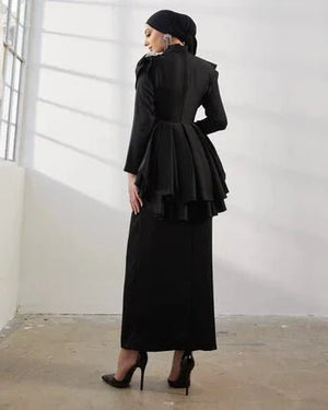 Esila Siyah Taşlı Tesettür Abiye - FioraofDress - tesettur - abiye - 42 - hijab - evening - dress