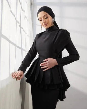 Esila Siyah Taşlı Tesettür Abiye - FioraofDress - tesettur - abiye - 42 - hijab - evening - dress