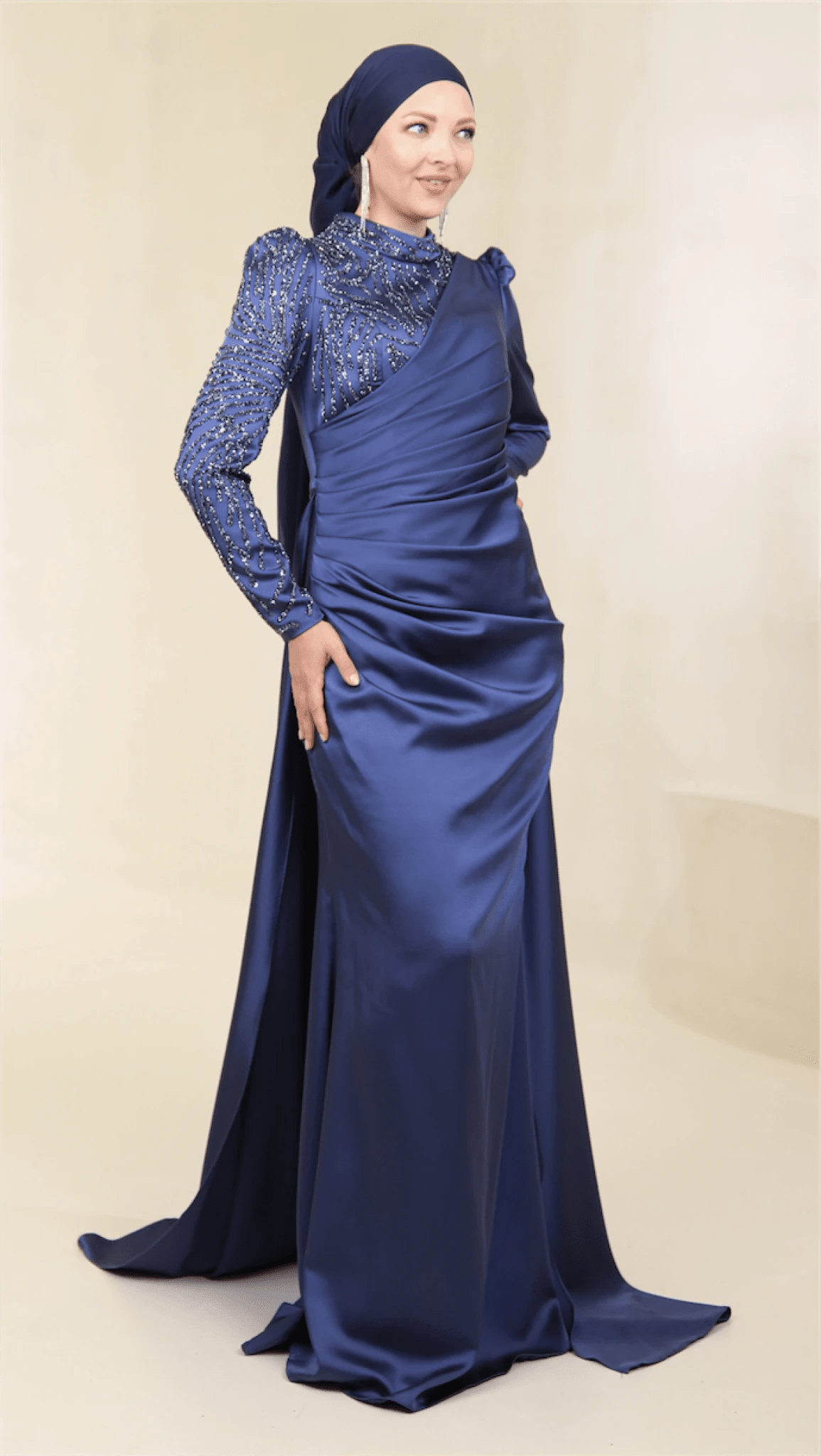 Ester Tesettür Abiye - FioraofDress - tesettur - abiye - 44 - İndigo - hijab - evening - dress