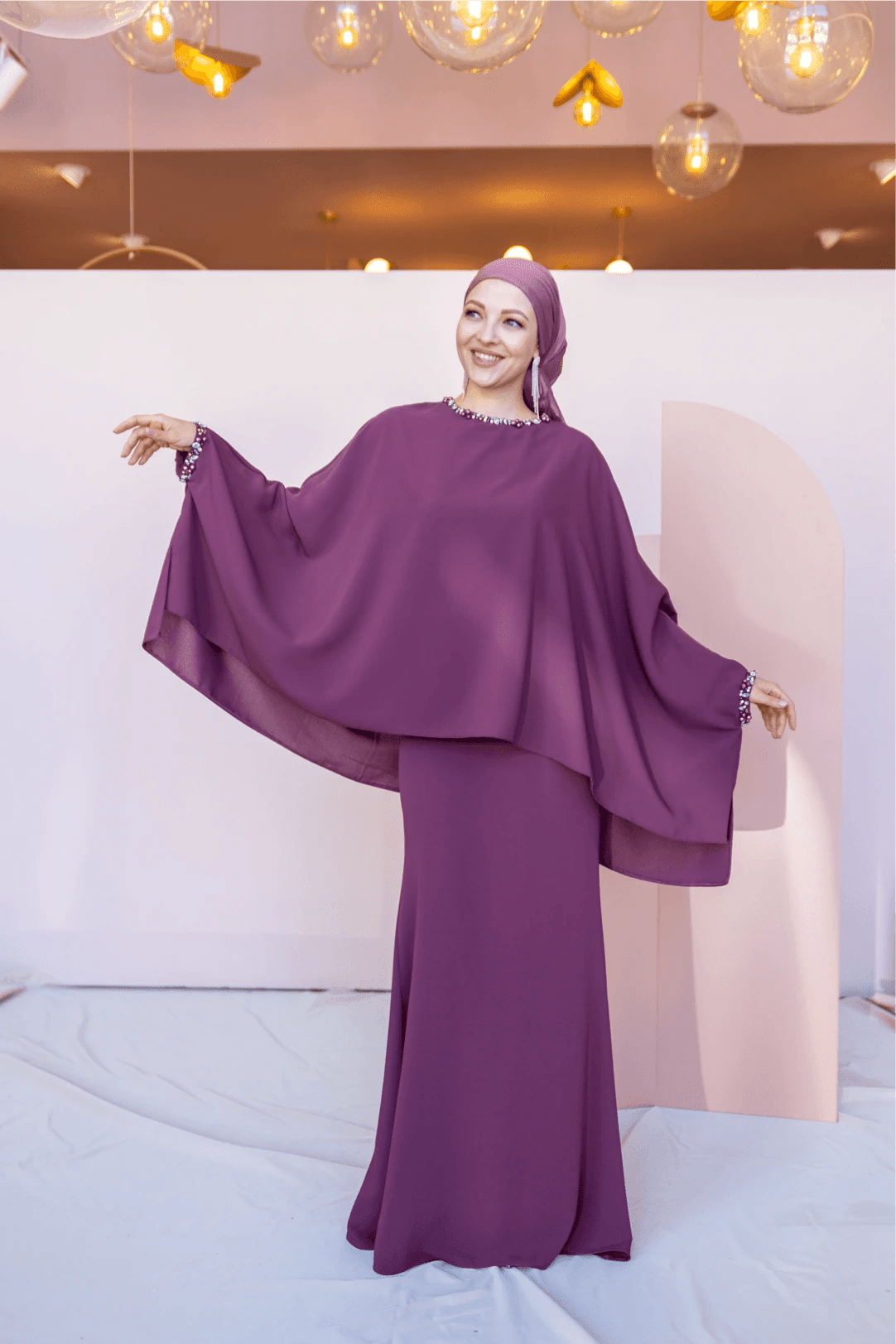 Eveline Tesettür Abiye - FioraofDress - tesettur - abiye - 44 - Mürdüm - hijab - evening - dress