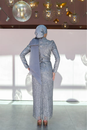 Farilya Tesettür Abiye - FioraofDress - tesettur - abiye - 38 - gri - hijab - evening - dress