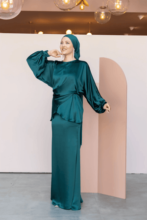 Felicita Tesettür Abiye - FioraofDress - tesettur - abiye - 44 - Yağı Yeşil - hijab - evening - dress