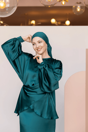 Felicita Tesettür Abiye - FioraofDress - tesettur - abiye - 44 - Yağı Yeşil - hijab - evening - dress