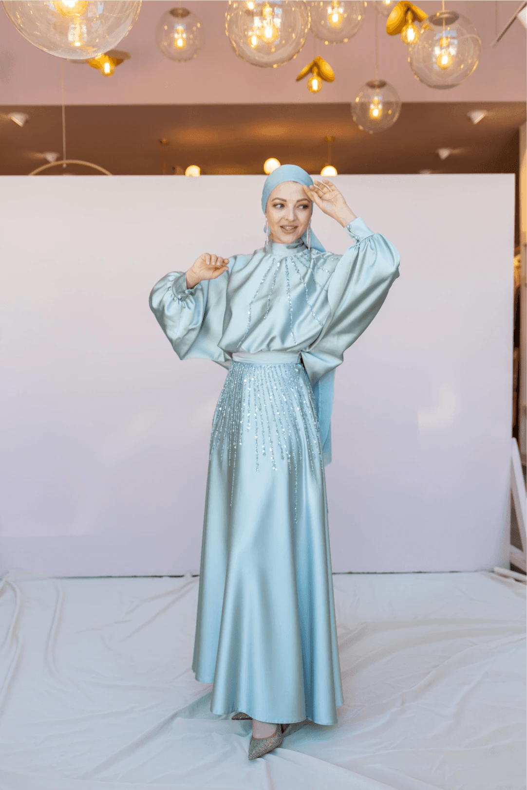 Fiona Tesettür Takım - FioraofDress - tesettur - abiye - 44 - Su Yeşili - hijab - evening - dress