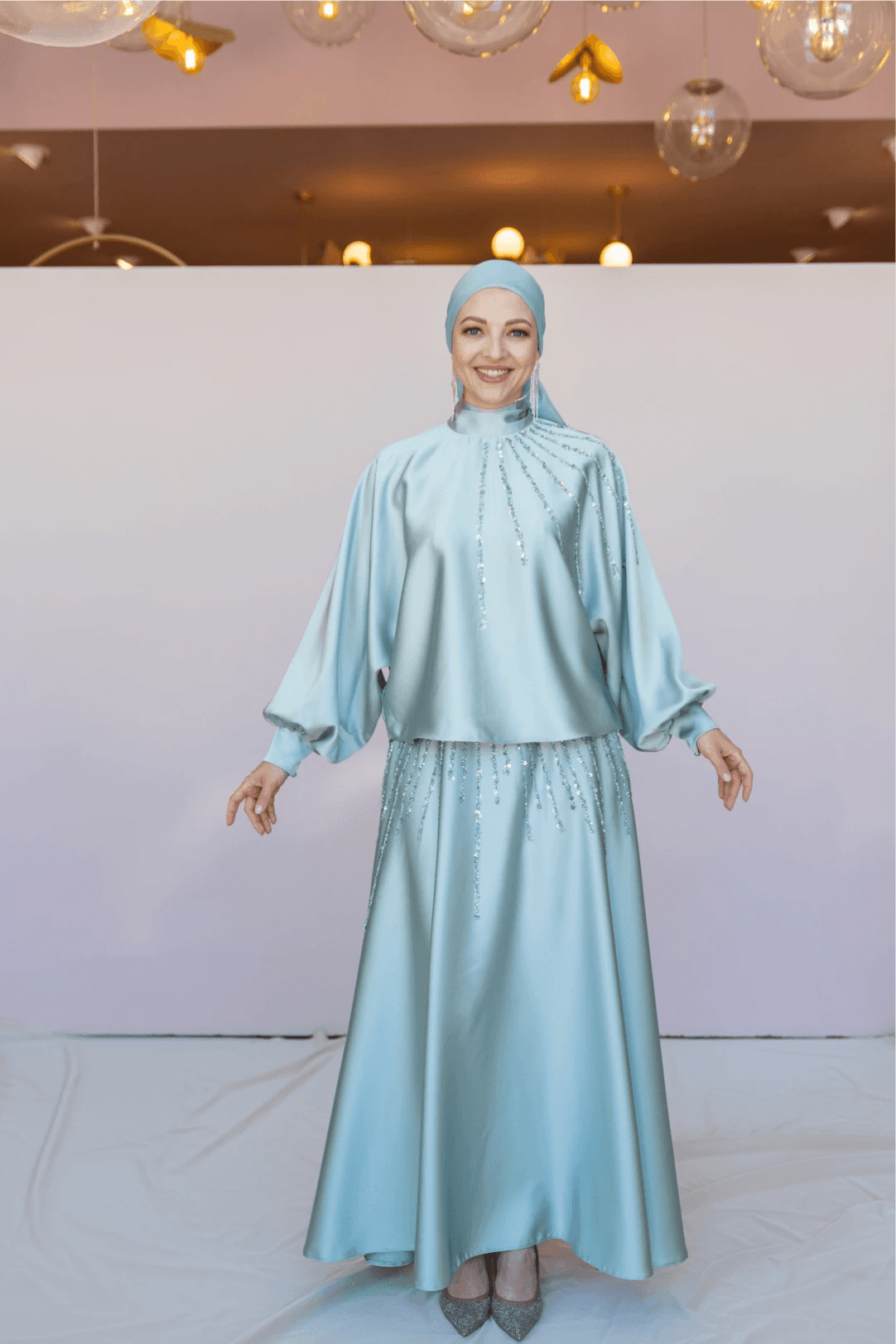 Fiona Tesettür Takım - FioraofDress - tesettur - abiye - 44 - Su Yeşili - hijab - evening - dress
