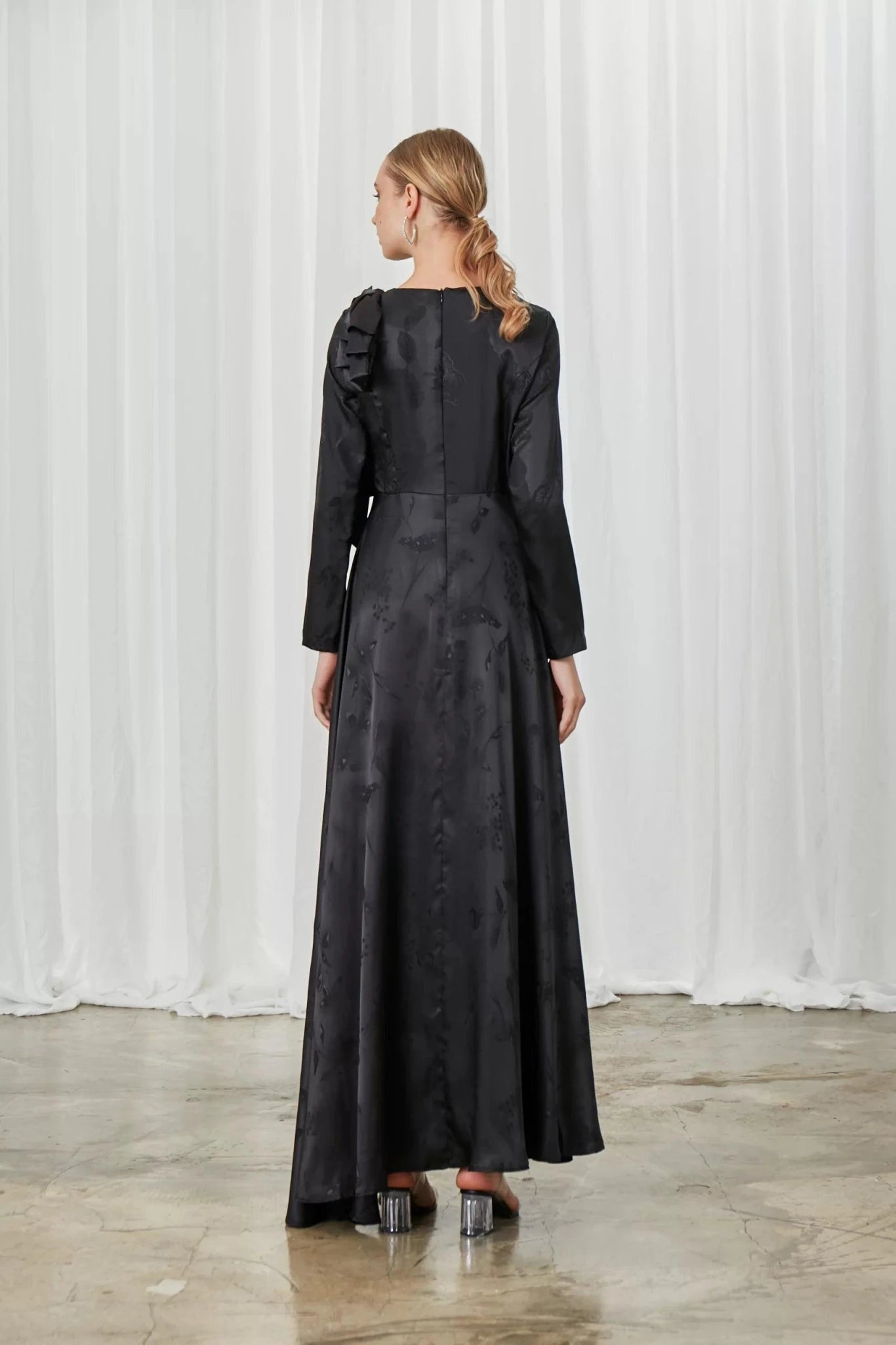 Fiyonk Detaylı Saten Abiye - FioraofDress - tesettur - abiye - 40 - Beyaz - hijab - evening - dress