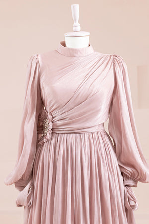 Flora Tesettür Abiye - FioraofDress - tesettur - abiye - Pudra - 38 - hijab - evening - dress