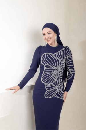 Gaia Tesettür Abiye - FioraofDress - tesettur - abiye - 48 - lacivert - hijab - evening - dress