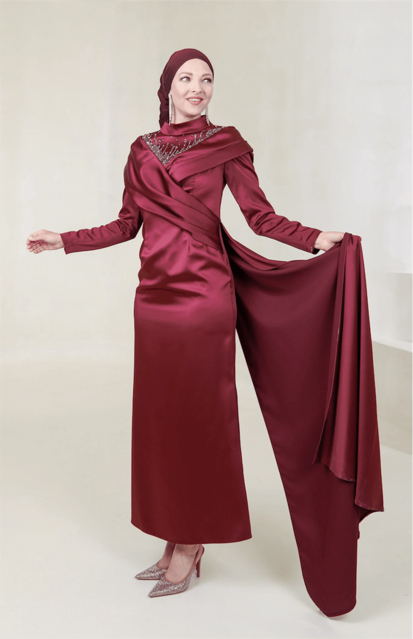 Glorinda Tesettür Abiye - FioraofDress - tesettur - abiye - 44 - BORDO - hijab - evening - dress