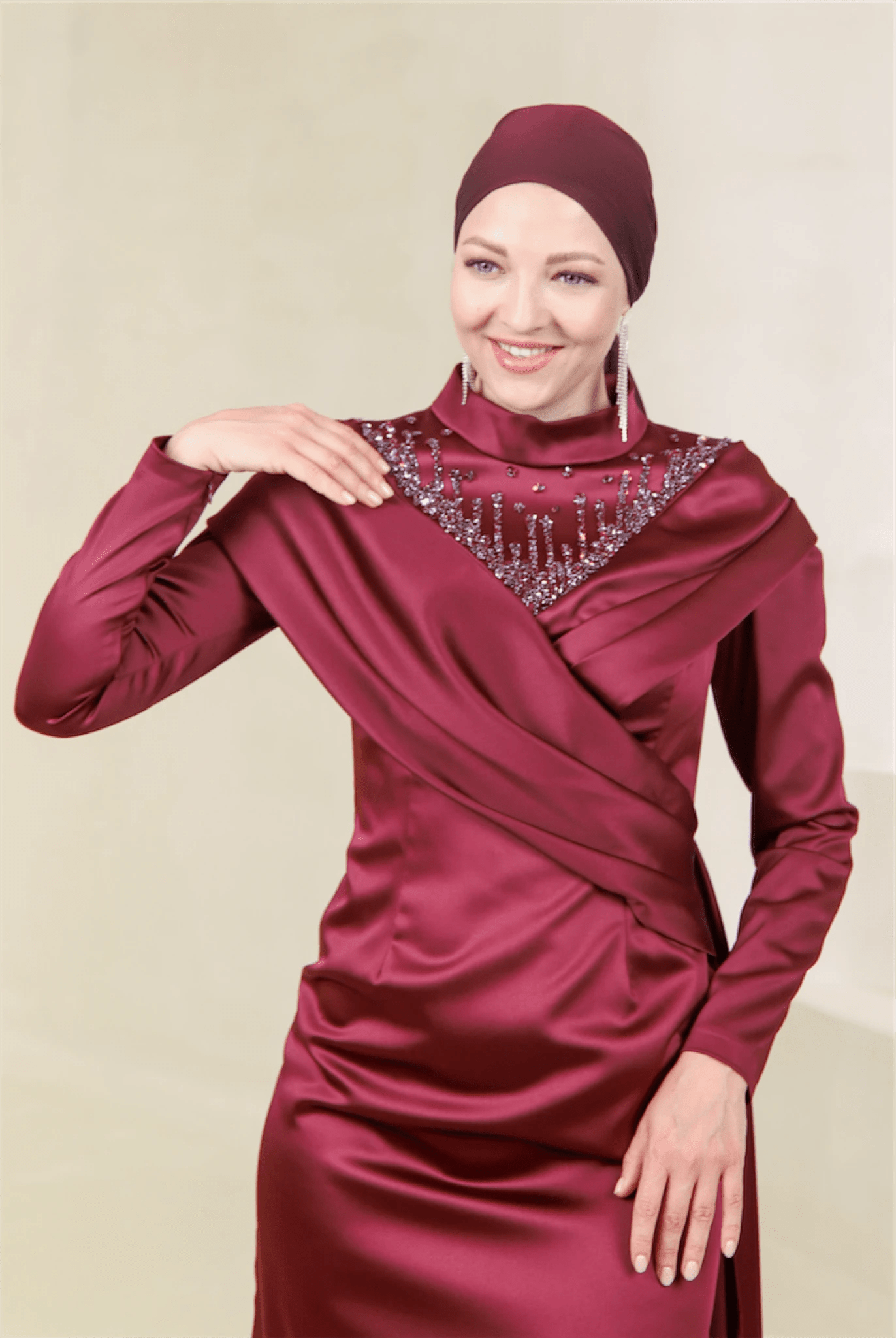 Glorinda Tesettür Abiye - FioraofDress - tesettur - abiye - 44 - BORDO - hijab - evening - dress