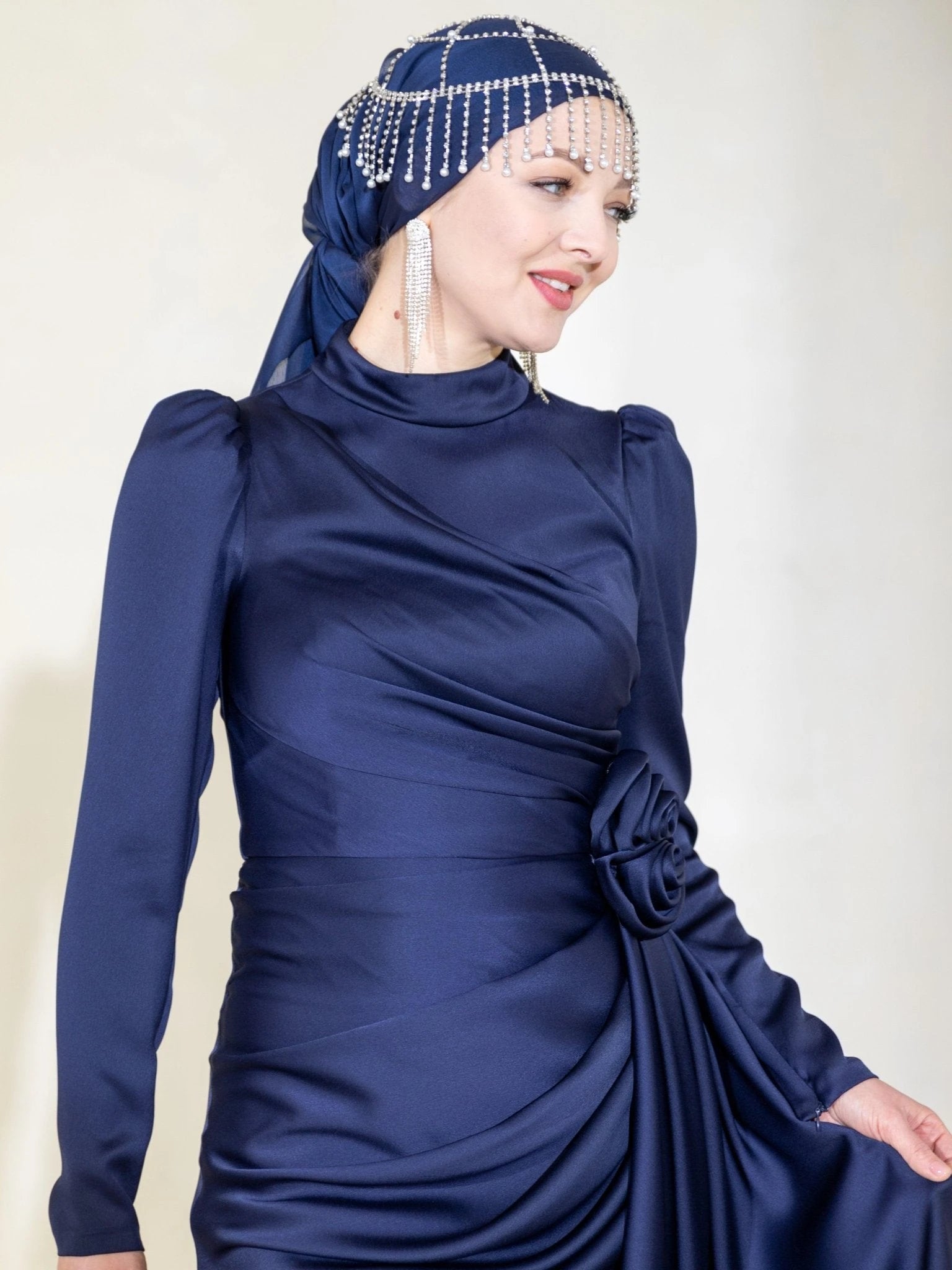 Gül Detay Tesettür Abiye - FioraofDress - tesettur - abiye - 44 - lacivert - hijab - evening - dress