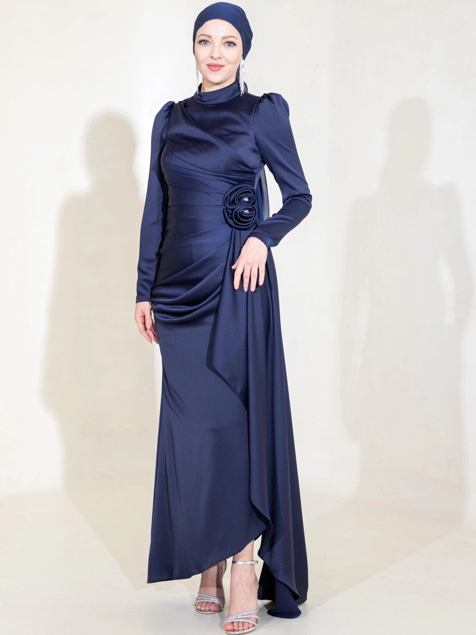 Gül Detay Tesettür Abiye - FioraofDress - tesettur - abiye - 44 - lacivert - hijab - evening - dress