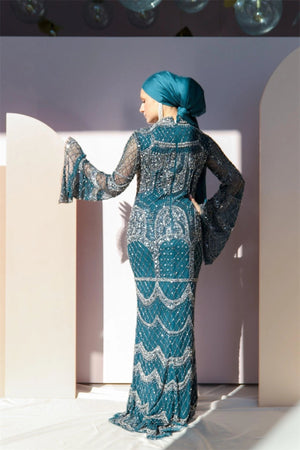 Handmade Embroidered AH1023 - FioraofDress - tesettur - abiye - 48 - hijab - evening - dress