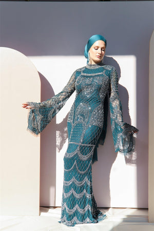 Handmade Embroidered AH1023 - FioraofDress - tesettur - abiye - 48 - hijab - evening - dress