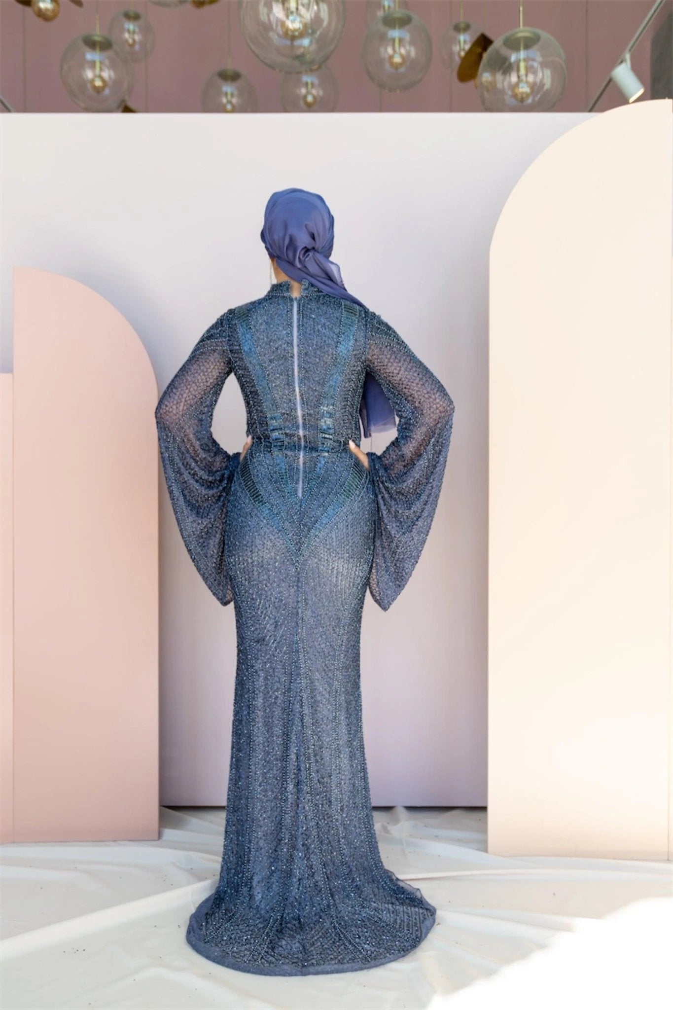 Handmade Embroidered AH1025 - FioraofDress - tesettur - abiye - 48 - hijab - evening - dress