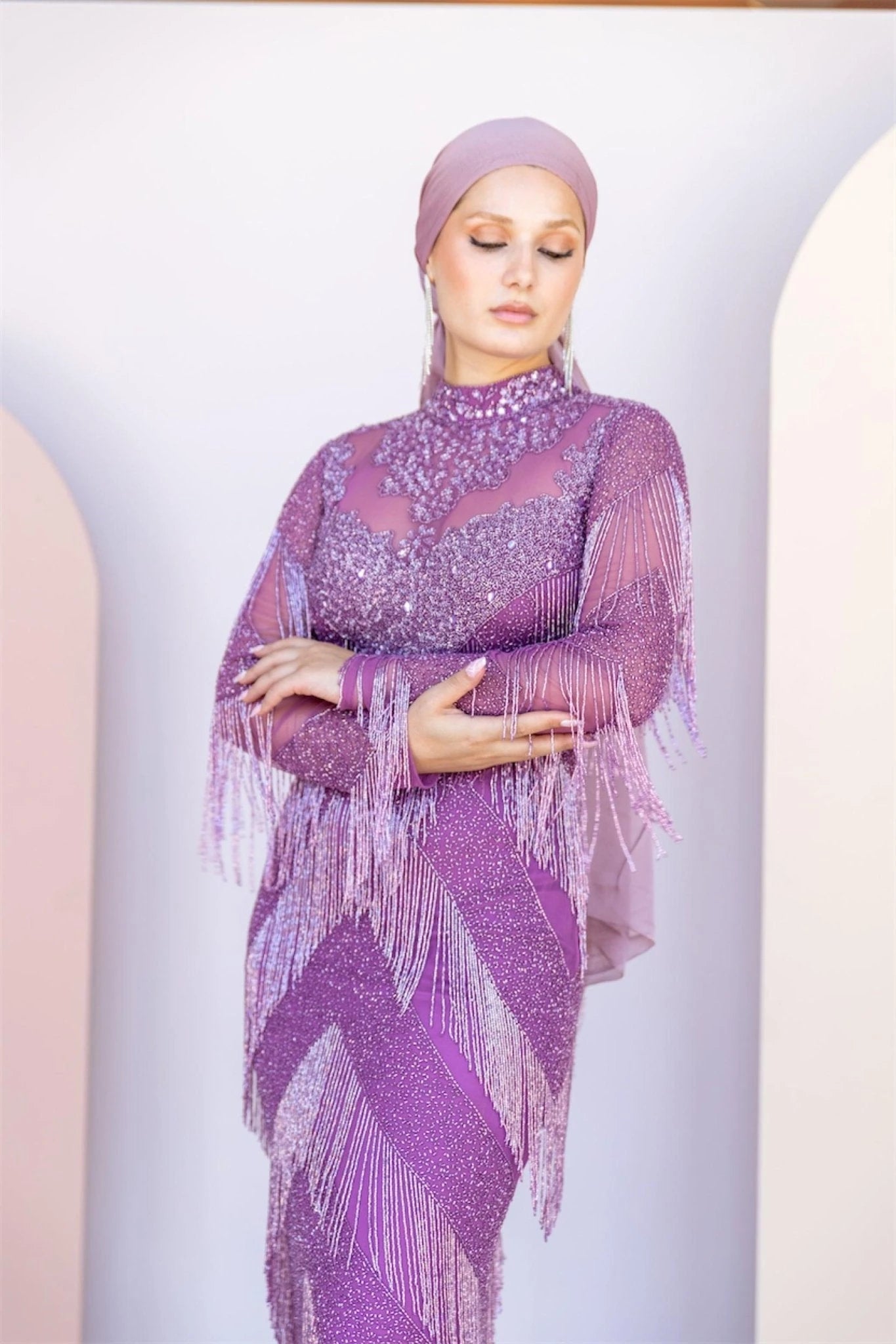 Handmade Embroidered AH1028 - FioraofDress - tesettur - abiye - 48 - hijab - evening - dress