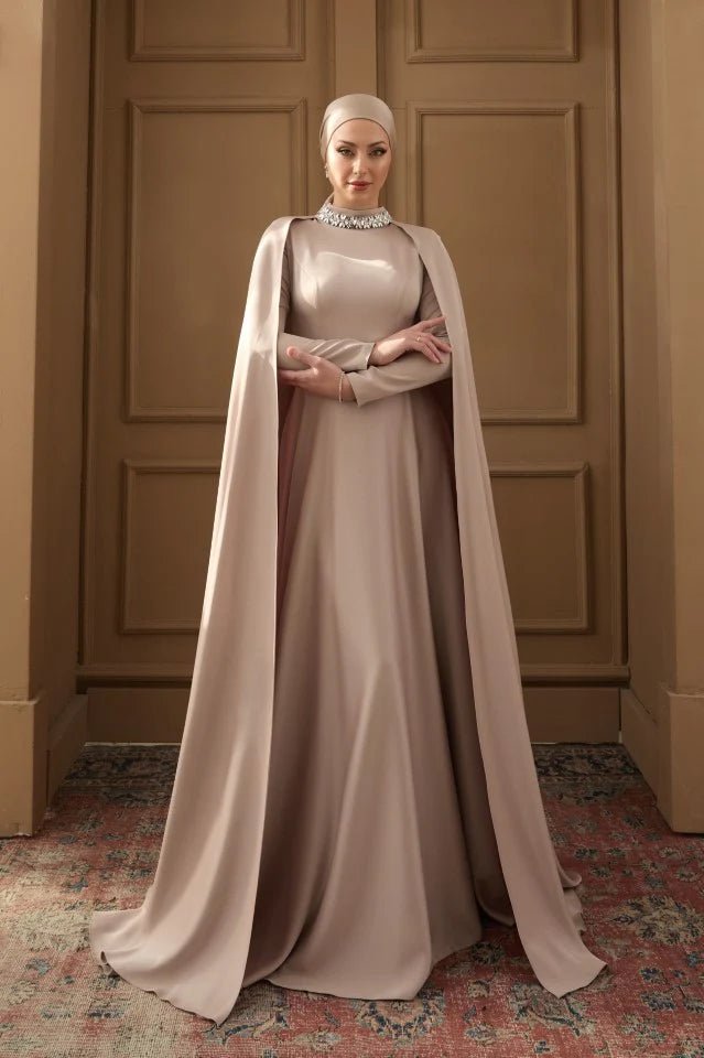 Hanzade Taşlı Tesettür Abiye - FioraofDress - tesettur - abiye - 36 - Morr - hijab - evening - dress