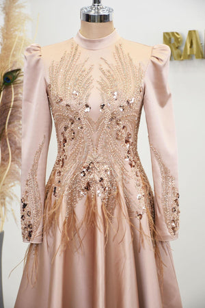 Holly Tesettür Abiye - FioraofDress - tesettur - abiye - rose - 38 - hijab - evening - dress