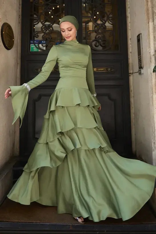 Zümra mit Steinen besetztes Tesettür-Abendkleid
