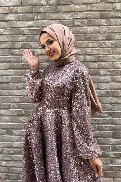 İnci Kahverengi Tesettür Abiye - FioraofDress - tesettur - abiye - 48 - KAHVERENGİ - hijab - evening - dress