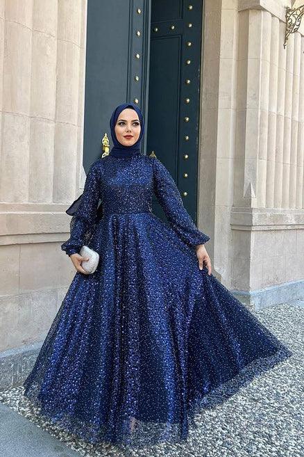İnci Lacivert Tesettür Abiye - FioraofDress - tesettur - abiye - 48 - LACİVERT - hijab - evening - dress