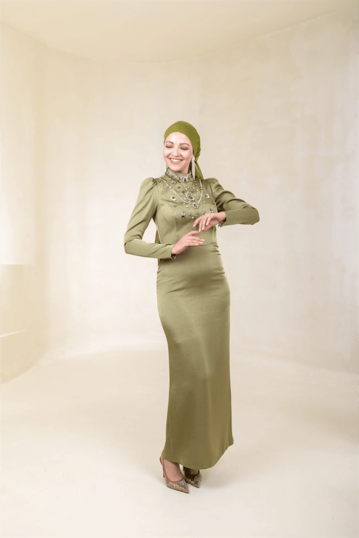 Irene Tesettür Abiye - FioraofDress - tesettur - abiye - 46 - Yağ Yeşili - hijab - evening - dress