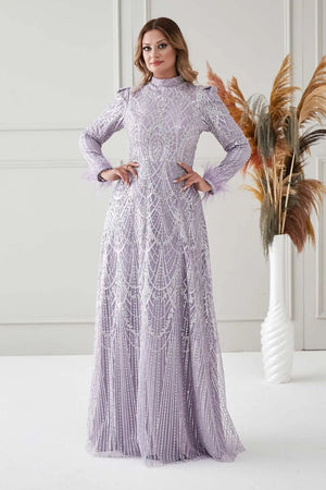 Katya Tesettür Abiye - FioraofDress - tesettur - abiye - LİLA - 38 - hijab - evening - dress