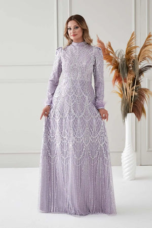 Katya Tesettür Abiye - FioraofDress - tesettur - abiye - LİLA - 38 - hijab - evening - dress